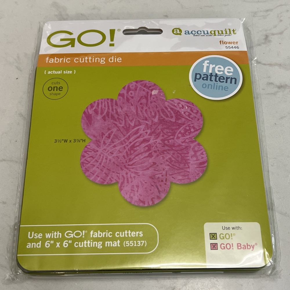AccuQuilt GO Flower Fabric Cutting Die 55446 3 1/2 X 3 7/8 Quilting GO! Baby